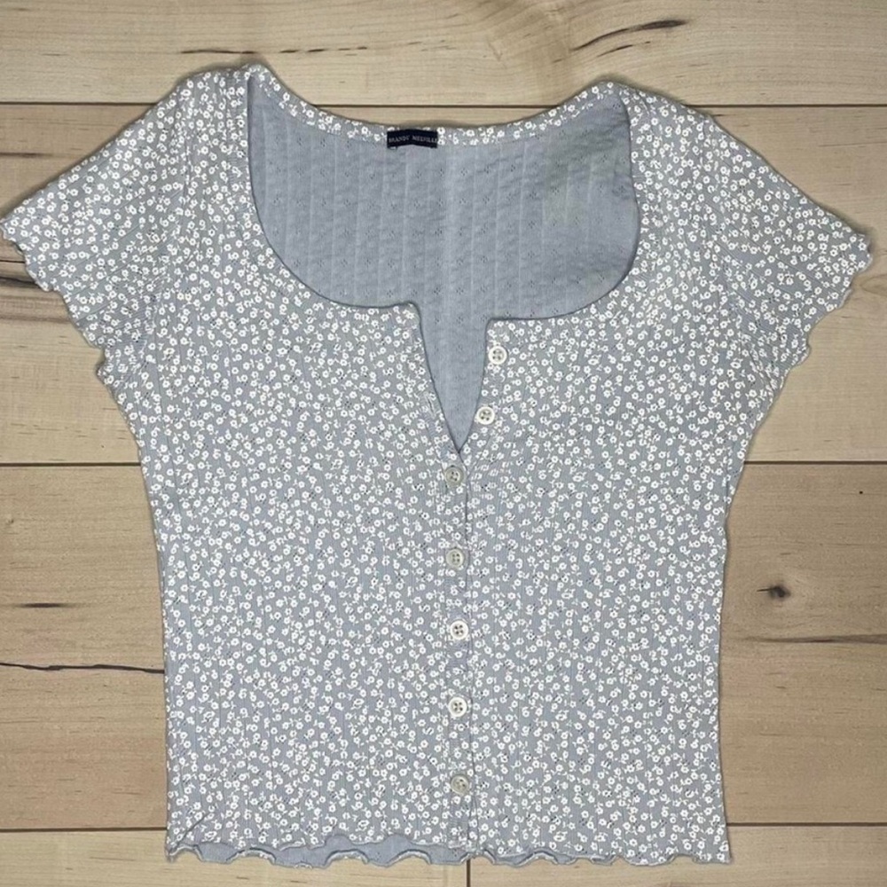 Brandy Melville Blue Floral Crop Top